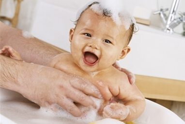 baby having a bath